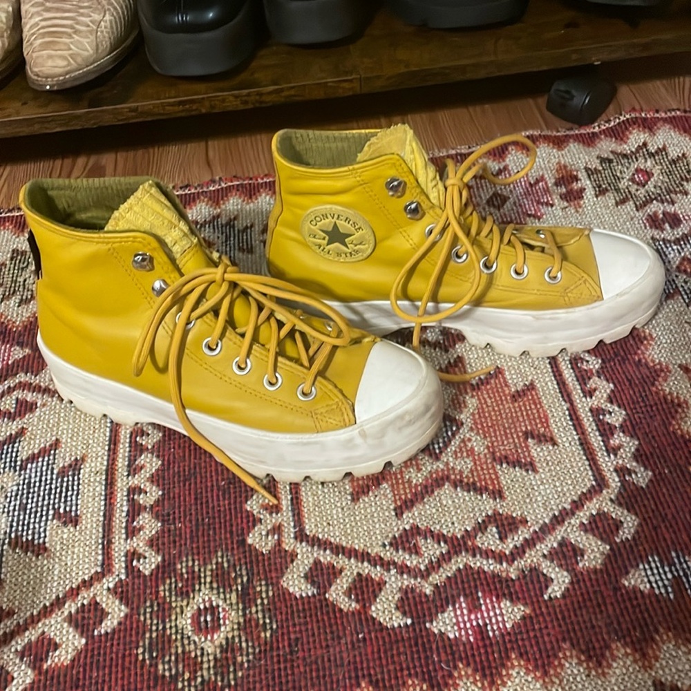 Mustard yellow platform converse